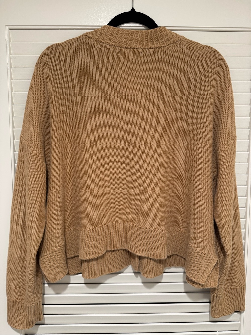 Quince 100% Organic Cotton Cropped Cardigan Sweater Camel Size Large - Picture 8 of 11